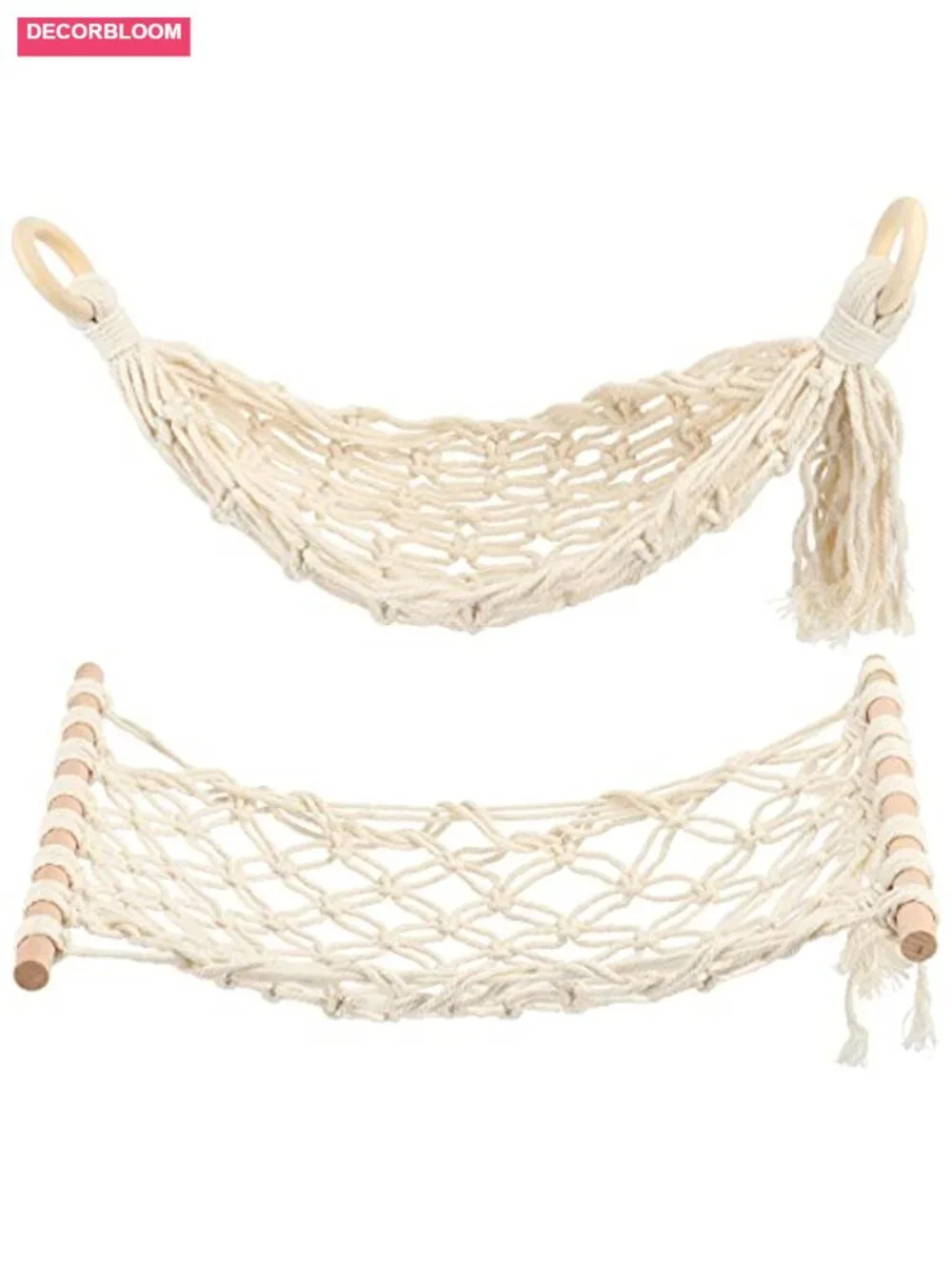 Cotton Hanging Fruit Hammock Under Cabinet Storage with Hooks
